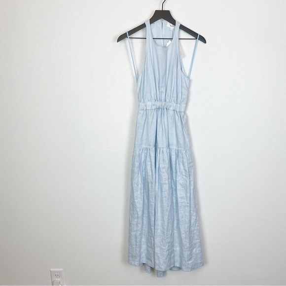 A.L.C. Wrenley Blue Linen Long Cut-Out Back Dress - Picture 8 of 12